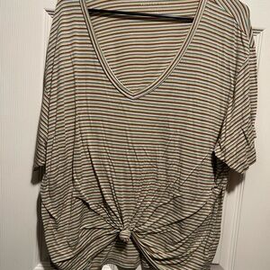 American Eagle Outfitters Multicolor Striped V-Neck Tee